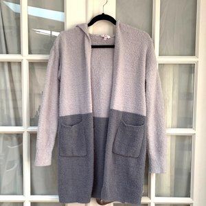 Candie's Two Tone Hooded Faux Sherpa Longline Cardigan